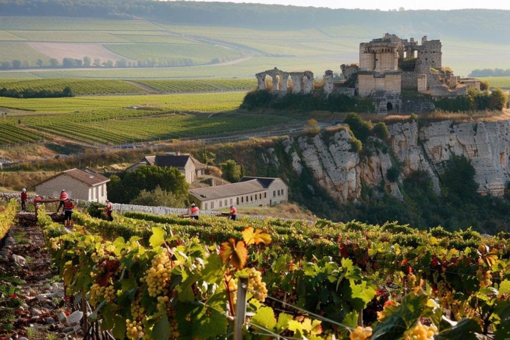 Château-Chalon, Jura - Perché sur un éperon rocheux, ce village viticole abrite les ruines d'une abbaye bénédictine du VIe siècle et est connu pour son vin jaune.