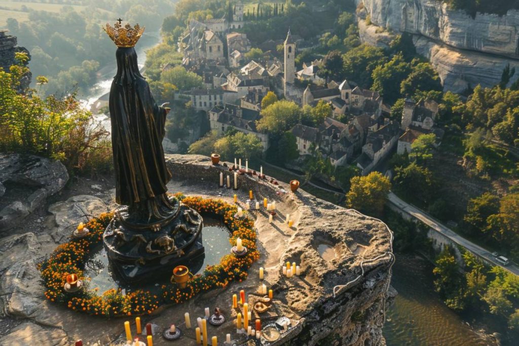 Rocamadour - Ce village accroché à la falaise est associé à de nombreuses légendes religieuses, notamment autour de sa Vierge Noire réputée miraculeuse