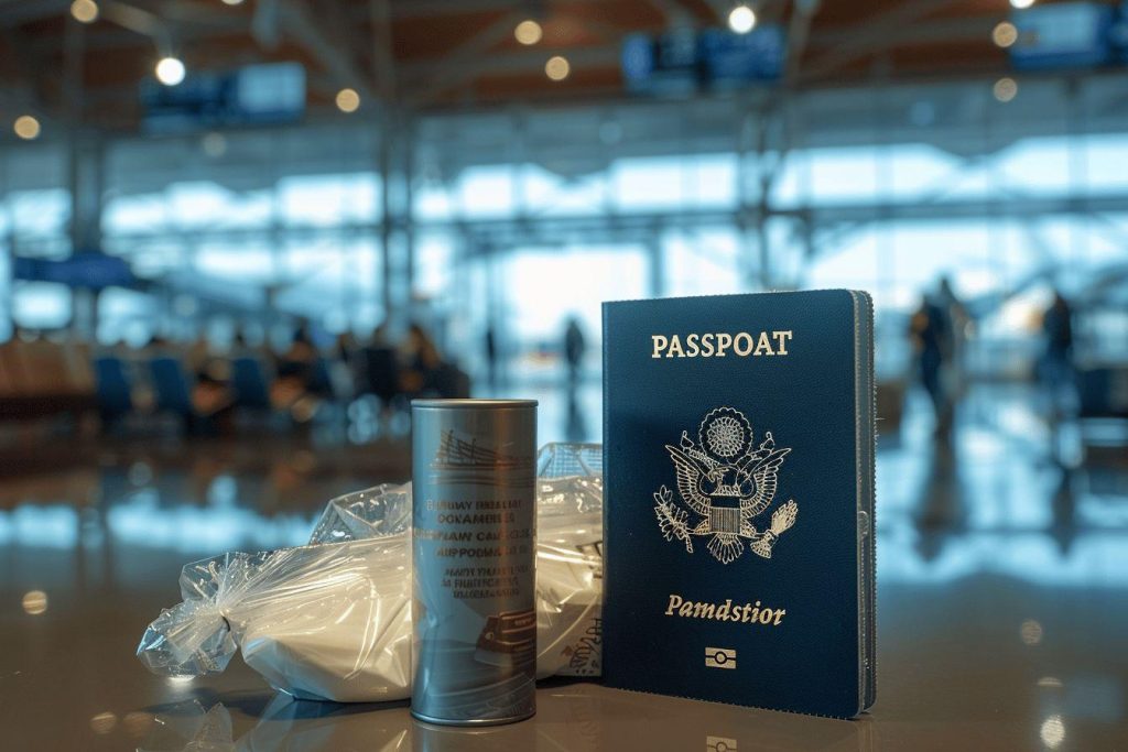 Passeport, documents de voyage et effets personnels pour un voyage à l'étranger