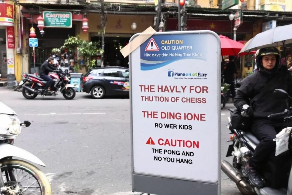 Panneau de signalisation avec traduction anglaise absurde dans la vieille ville
