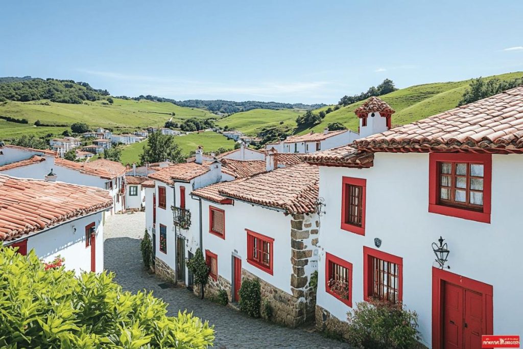 Ce village basque aux maisons blanches et rouges évoque les villages côtiers du nord de l’Espagne