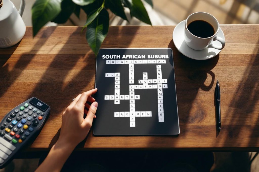 Tablette avec mots croisés sur une table en bois avec café