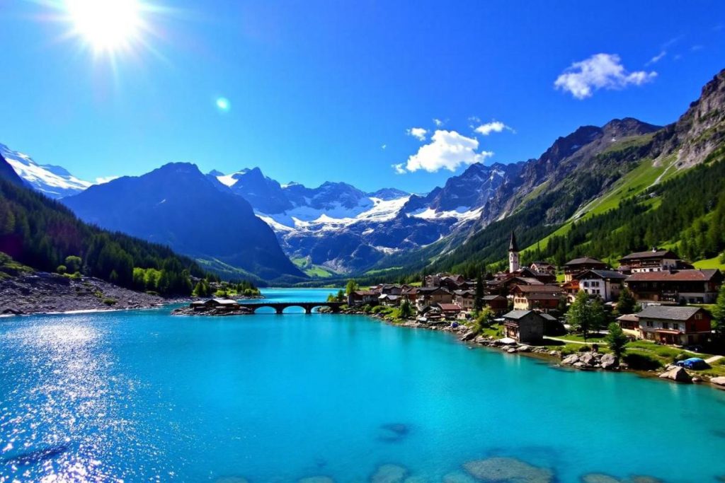 Surnommée “la perle des Alpes”, cette ville savoyarde séduit par sa lumière et son lac turquoise