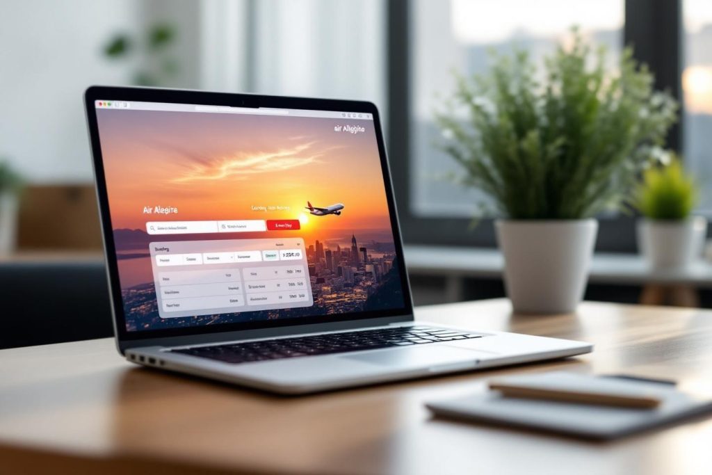 Ordinateur portable avec site de réservation de billets aériens