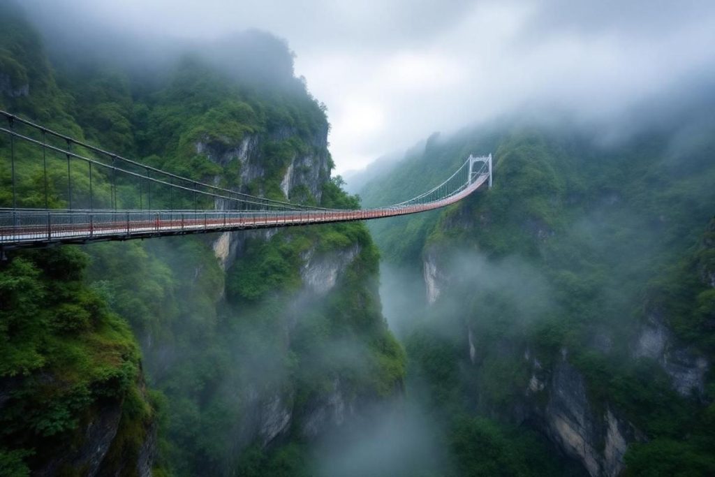 Suspendue au-dessus des gorges en Isère, cette passerelle himalayenne donne le vertige dès les premiers pas