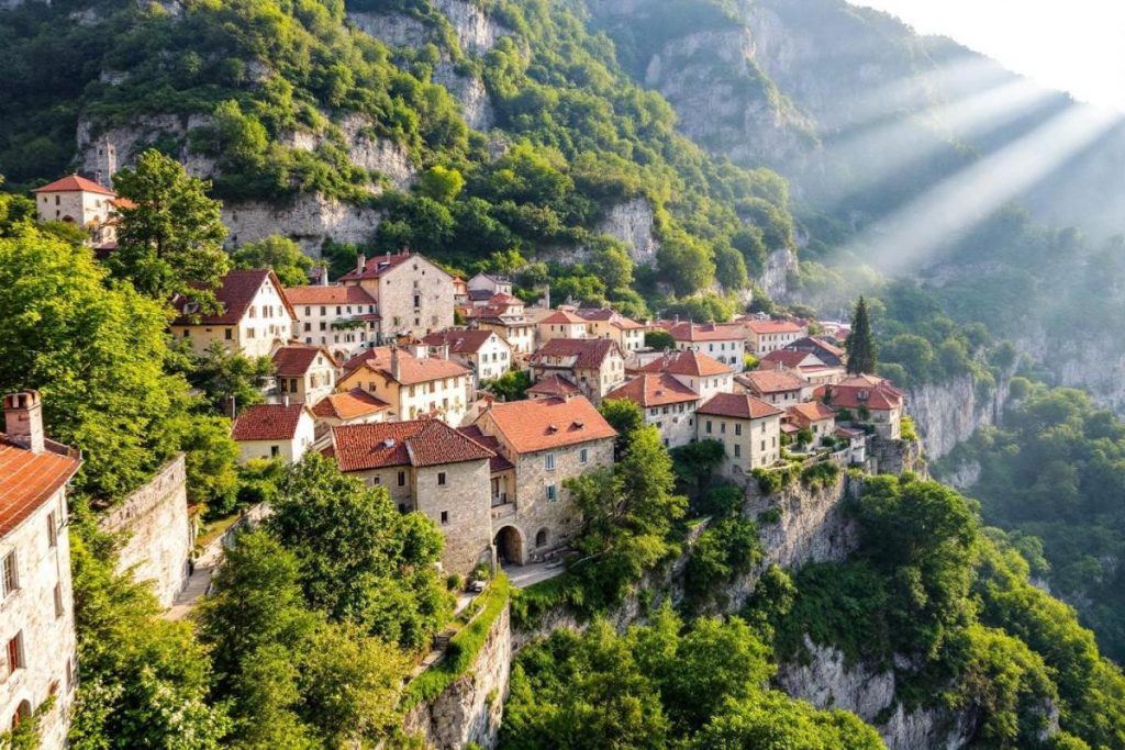 Accroché à la falaise dans le Lot, ce village mythique semble défier les lois de la gravité