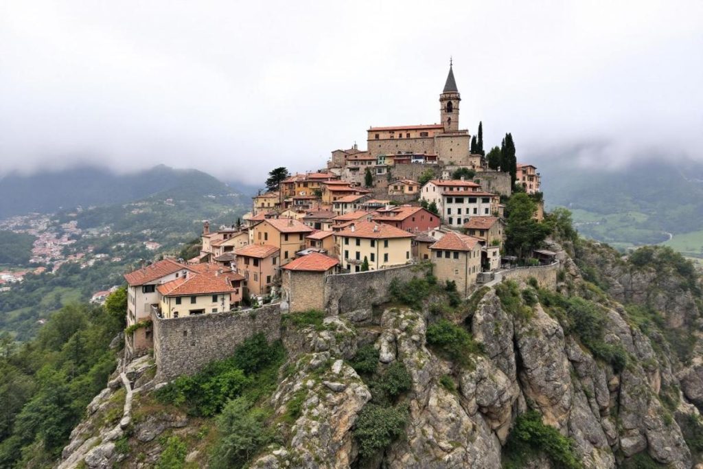 Perché au sommet d’un piton, ce village semble toucher les nuages