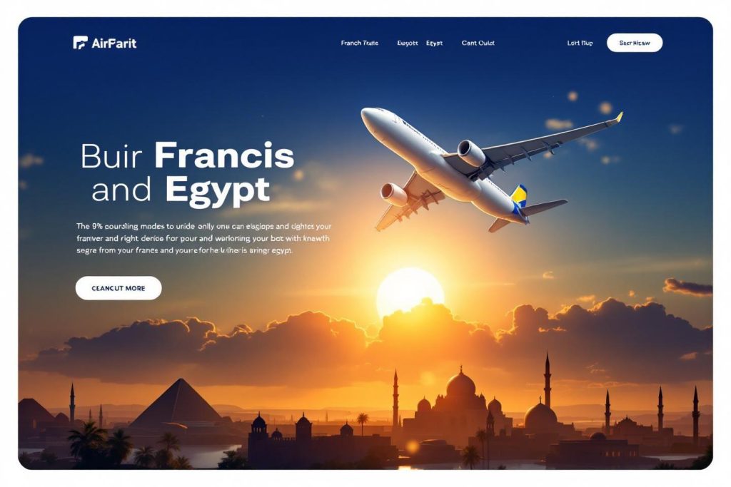 Avion volant au-dessus de pyramides et monuments égyptiens au coucher du soleil
