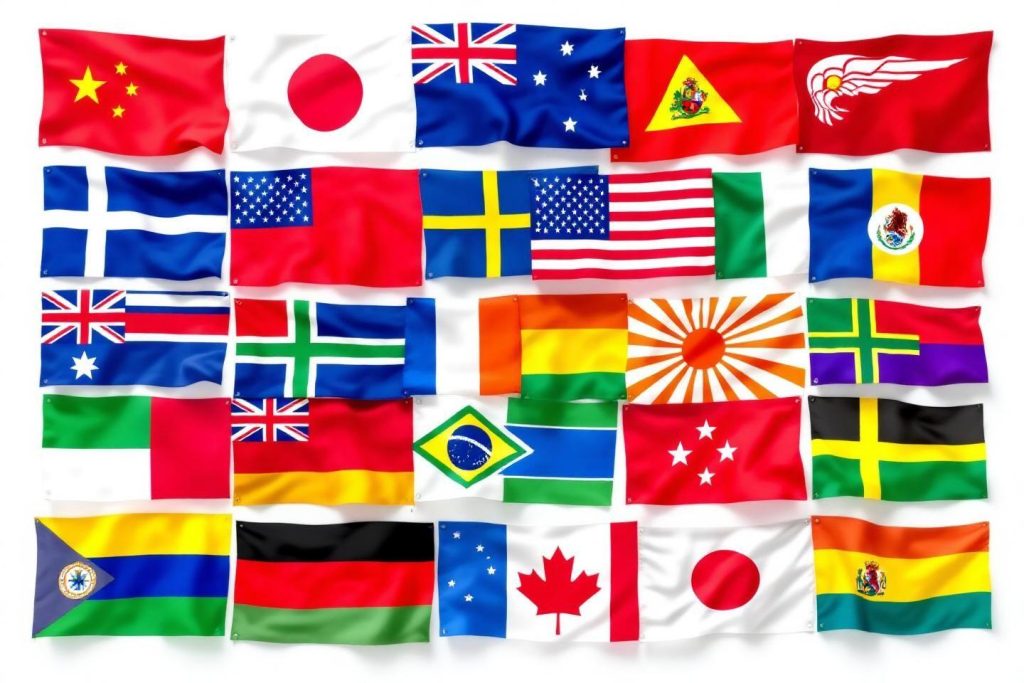 Ensemble de drapeaux nationaux colorés et variés