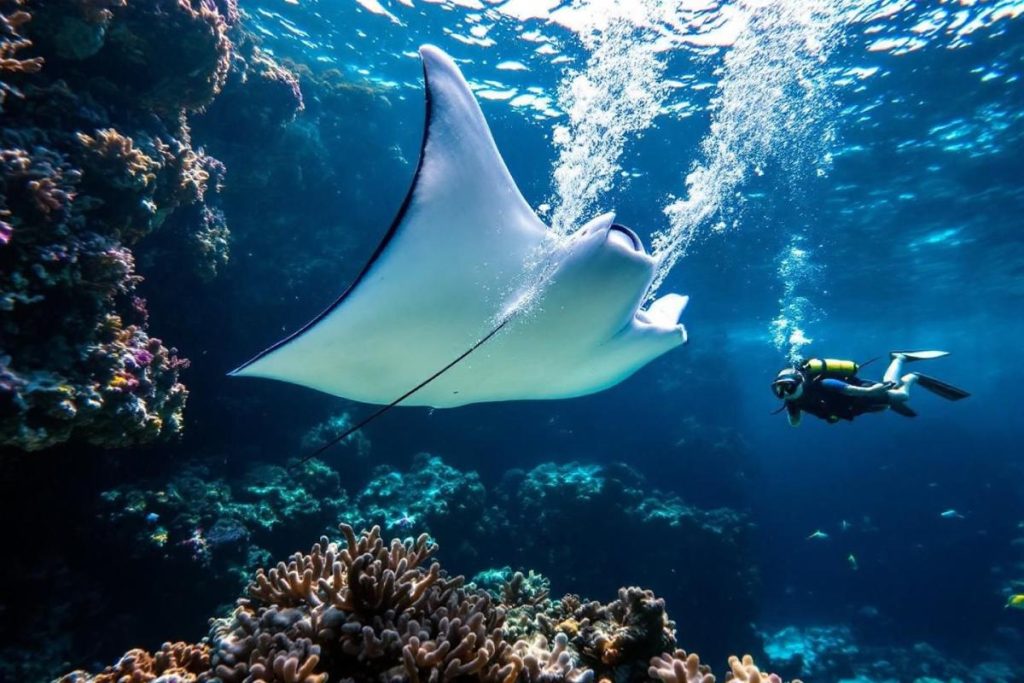 Snorkeling raie manta : guide complet pour observer ces géants des mers en palmes-masque-tuba