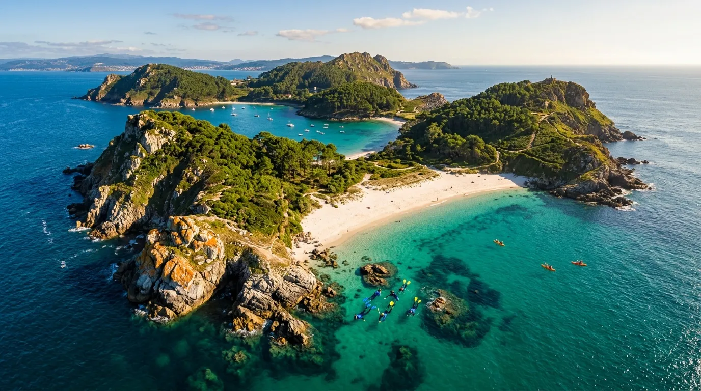 Îles verdoyantes avec plages turquoise et eaux cristallines