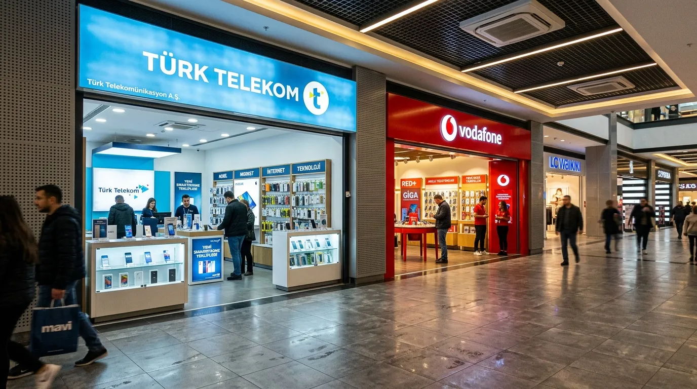 Magasins Türk Telekom et Vodafone dans centre commercial