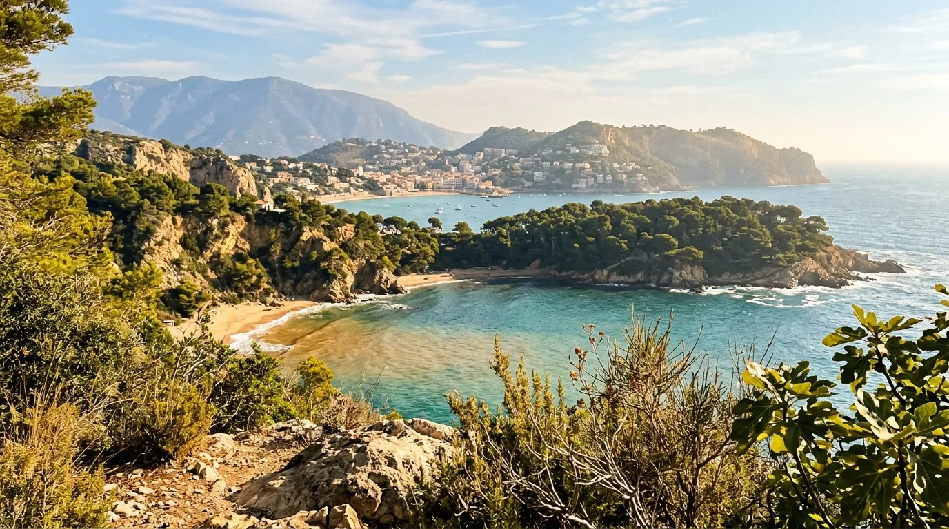 Baie turquoise bordée de falaises rocheuses et de végétation méditerranéenne