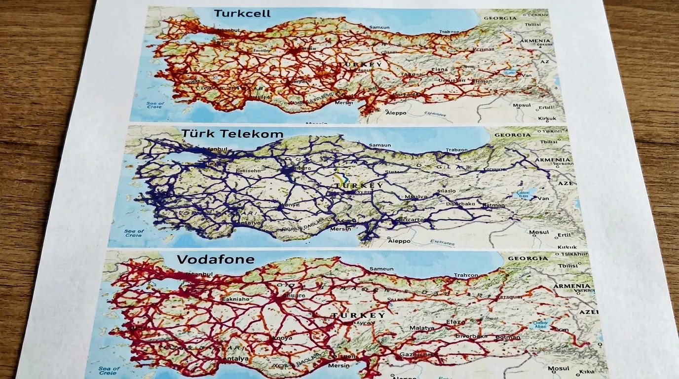 Cartes de couverture Turkcell, Türk Telekom et Vodafone en Turquie