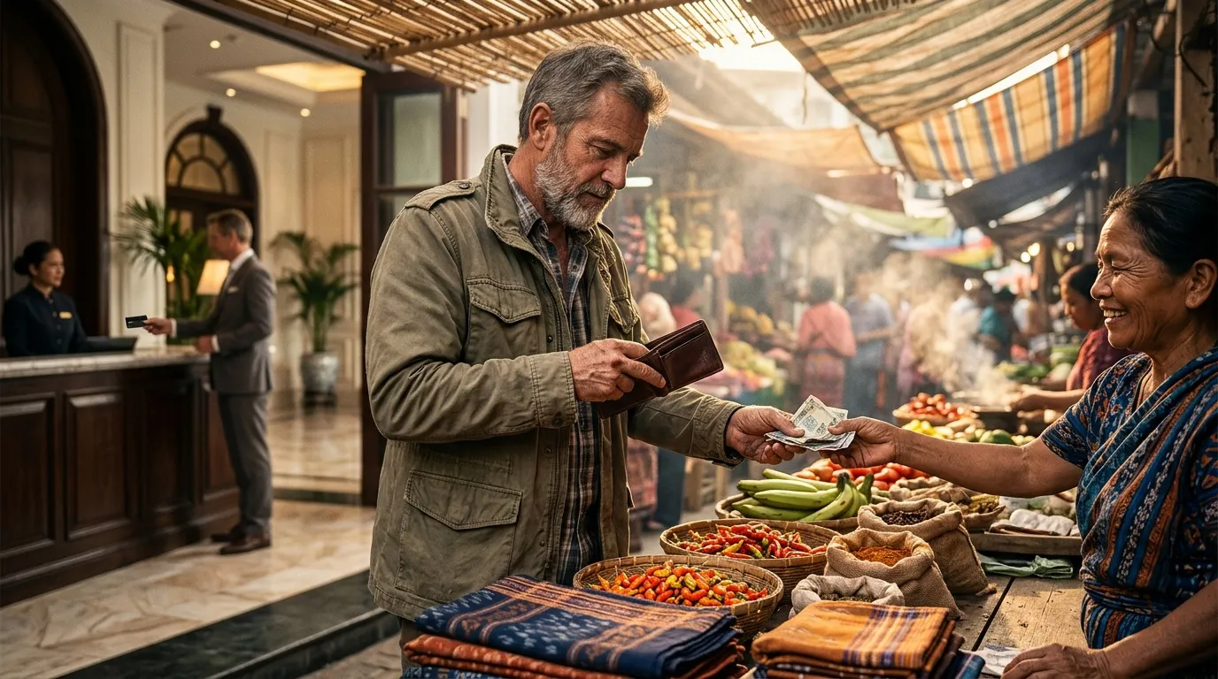 Homme achète des légumes frais au marché local