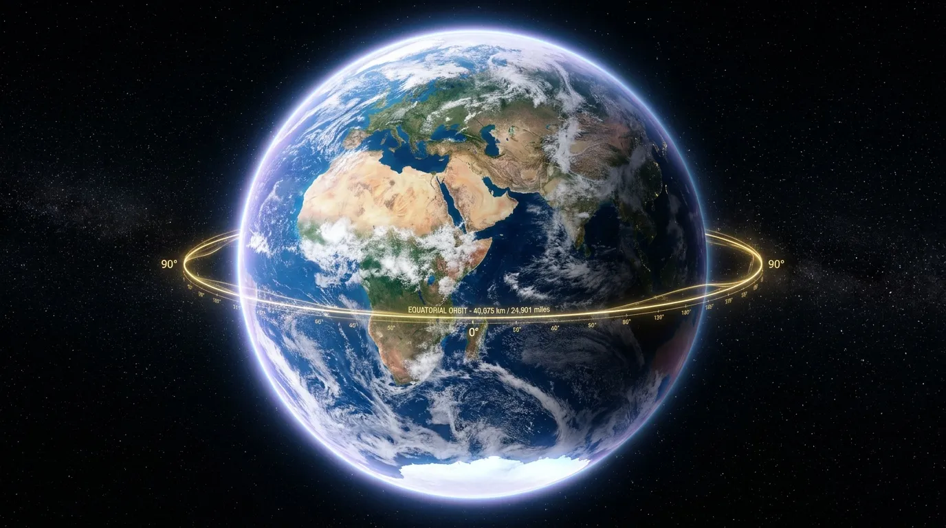 Terre avec orbite géostationnaire à 40075 km d'altitude